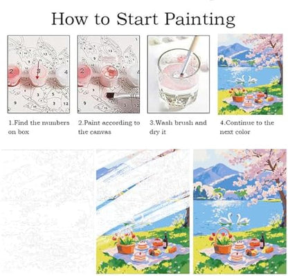 ZRIZQ Landscape Paint by Numbers Kit for Adults Beginner,Picnic,16x20 - Image 5