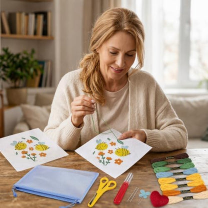 Ansberta 17Pcs Bee 18 Mesh Needlepoint Canvas Kit for Beginners Adults - Image 5
