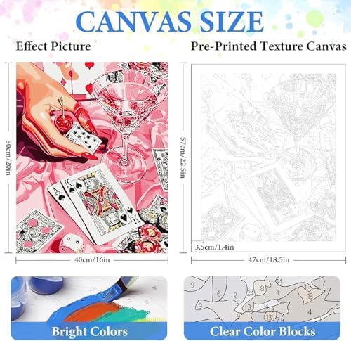 ZRIZQ Vintage Paint by Numbers Kit for Adults Beginner,Poker,16x20 - Image 2