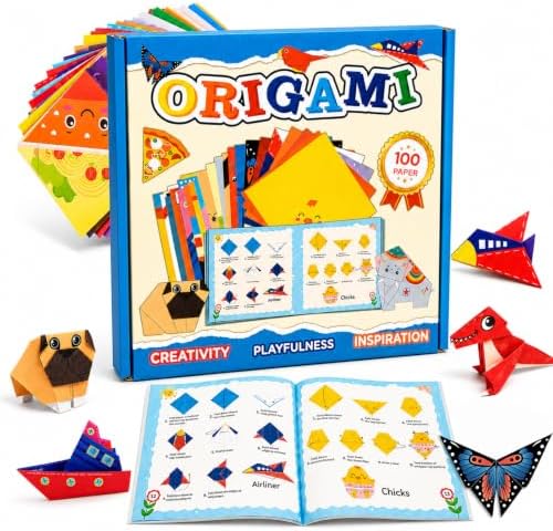 Origami Kit for Kids Ages 8-12, 100 Sheets Colored Origami Paper by Unknown