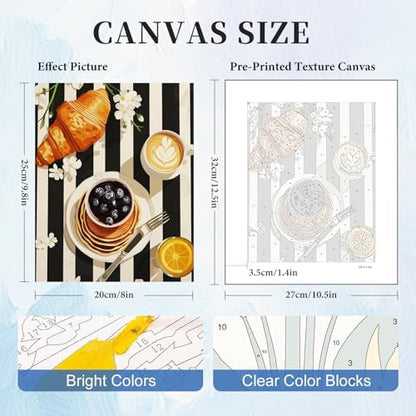 6 Pack Paint by Numbers Kit for Adults, Breakfast Painting, 8x10 Inch - Image 3