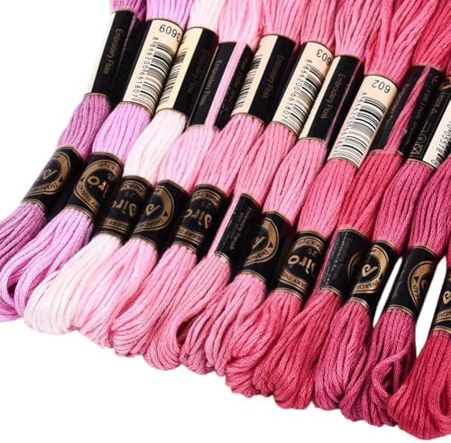 12 Skeins 105 Yards 6 Strands Pink Embroidery Floss Friendship Bracelet String Threads Variegated Gradient Polyester Cross Stitch Thread Yarn Set for Jewelry Hand Sewing Knitting Craft DIY - Image 7