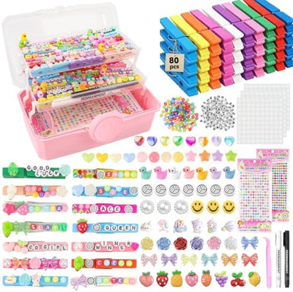 1350Pcs Volleyball Clips Decorating Kit with 3-Tier Box, DIY Cheer Pins Spirit Clips Supplies, 80 Wooden Cheer Clothes Pins for Crafts, Cheer Clips Kit for Volleyball Tournaments Team Gifts Bulk by Unknown