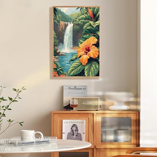 Fountor Framed Paint by Numbers Kit for Adults Beginner & Kids Ages 8-12, Landscape Paint by Number with Frame, Acrylic Flower Painting by Numbers Kit on Canvas 8x12 inch - Image 2
