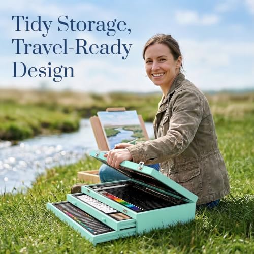 194 Piece Deluxe Art Set, Painting Drawing Art Supplies with 4 Drawing Pads, Acrylic Paints, Crayons, Colored Pencils Set in Wooden Case, Art Kit Gift Box for Kids, Teens, Adults, Artists, Beginners - Image 7
