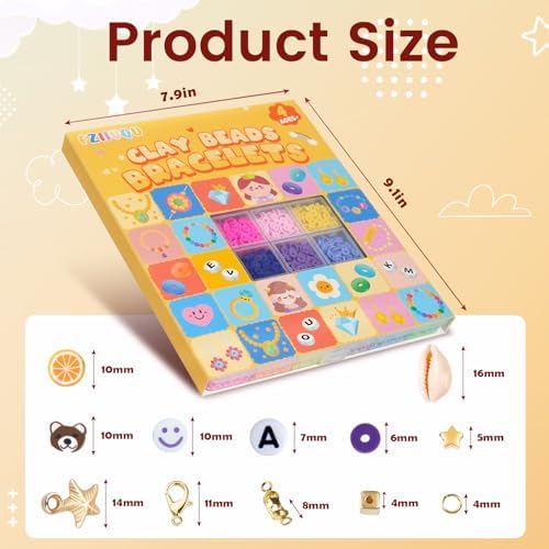 FZIIVQU 6100Pcs Clay Beads Bracelet Making Kit 24 Colors Friendship Bracelet Beads Kit with Preppy Polymer Bead for Jewelry Making Charms Gifts for Teen Girls Ages 6-12 - Image 3