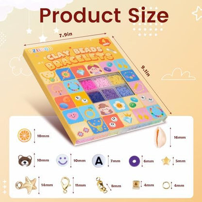 FZIIVQU 6100Pcs Clay Beads Bracelet Making Kit 24 Colors Friendship Bracelet Beads Kit with Preppy Polymer Bead for Jewelry Making Charms Gifts for Teen Girls Ages 6-12 - Image 3