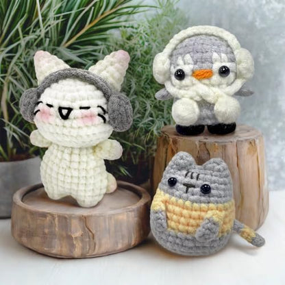 YAMAXIN Animal Crochet Kit for Beginners-3 Pack Rabbit Cat Penguin Easy Learn to Starter Amigurumi Knitting Kit and Yarn Craft Kits for Adults DIY with Step-by-Step Video Tutorials - Image 6