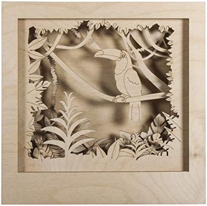 Rayher Shadow Box Building Kit with Toucan Design, 3D Scenery, DIY Wood Craft Set, 11 Slot-Together Pieces, FSC Certified Product, 24x24x6.5cm, 62853505 by Rayher