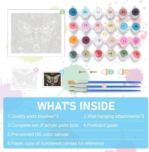 Paint by Numbers Kit for Adults, Butterfly DIY Acrylic Canvas Painting Set - Image 5