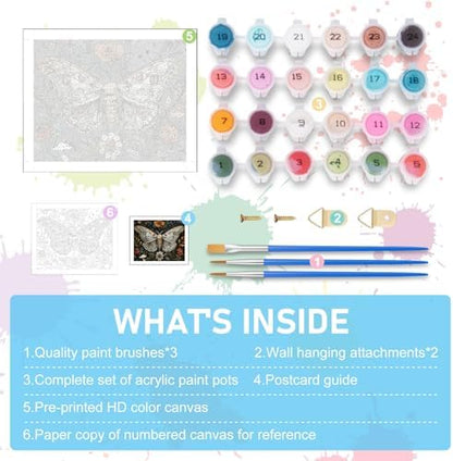 Paint by Numbers Kit for Adults, Butterfly DIY Acrylic Canvas Painting Set - Image 5