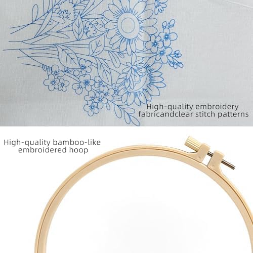 Herdiese Embroidery Kit for Beginners & Adults, 3PCS Floral Patterns. - Image 5