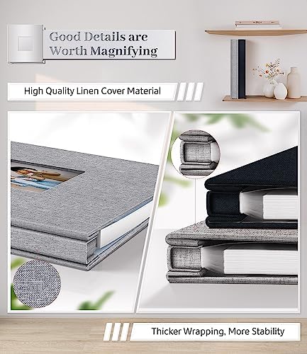 Artfeel Photo Album Self Adhesive Scrapbook Album for 3x5 4x6 5x7 8x10 Pictures,40 Pages Linen Cover with Display Window DIY Photo Book,Ideal Gifts for Family Travel Wedding Baby - Image 5