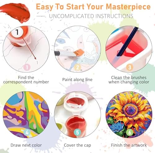 Offito Framed Paint by Numbers Kit for Adults Beginners, Sunflower - Image 7