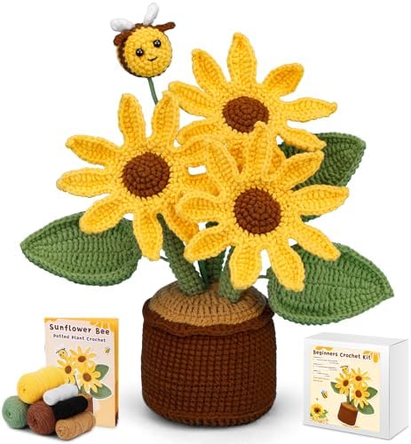 LUNARM Crochet Kits, Crochet Kit for Beginners Adults Sunflower by Lunarm