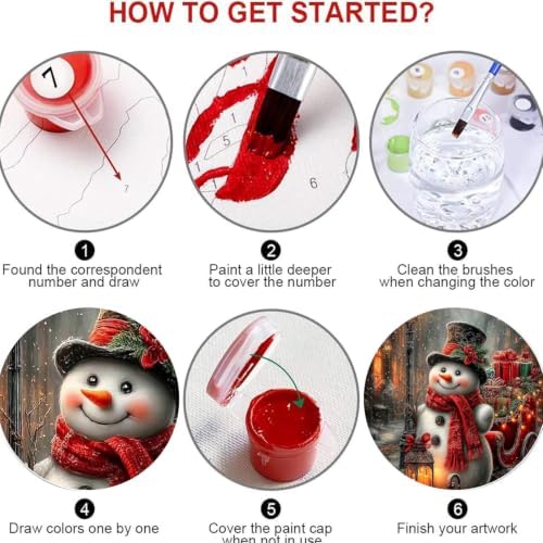 Christmas Snowman Paint by Numbers Kit for Adults Beginner (Without Frame) - Image 7