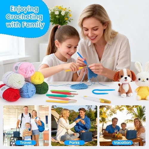 MECHEER Crochet Kit for Beginners, 67 Pcs Knitting Kits Crochet Set with Yarn, Ergonomic Crochet Hooks 0.6mm-6.0mm, Portable Crochet Starter Kit for Travel - Image 7
