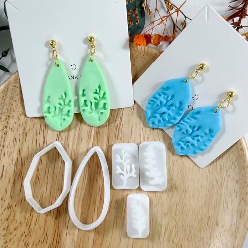 Xaekicr 5pcs Leaf Texture Polymer Clay Cutters – Clay Cutters for Earrings, Geometric Teardrop Shape Clay Tools, Clay Molds for Polymer Clay Jewelry DIY - Image 5