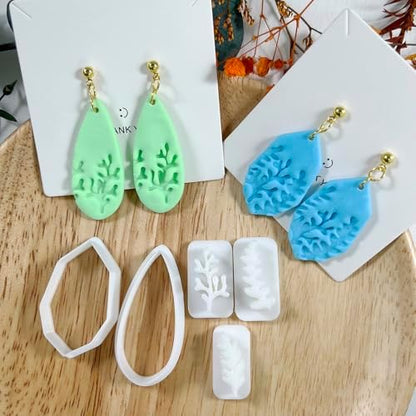Xaekicr 5pcs Leaf Texture Polymer Clay Cutters – Clay Cutters for Earrings, Geometric Teardrop Shape Clay Tools, Clay Molds for Polymer Clay Jewelry DIY - Image 5
