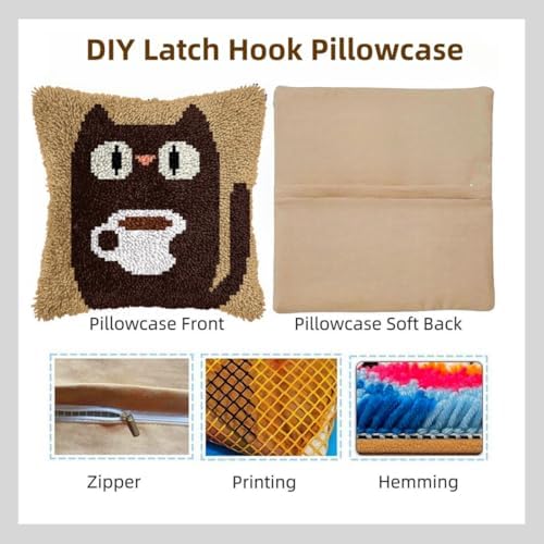DIY Latch Hook Pillow Kit Many Cute Mini Mushrooms with Green 43x43cm-1 - Image 2