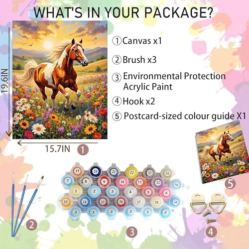 Arttoplus Horse Paint by Numbers Kit for Adults Beginner 16x20 inch - Image 2