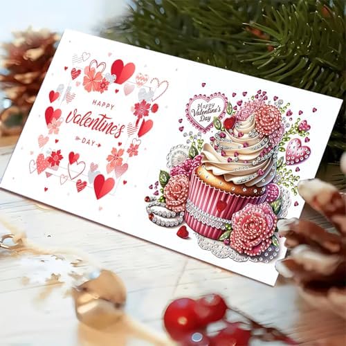 DIY Diamond Greeting Cards Set, 5D DIY Diamond Art Painting Festival Style Greeting Card, DIY Christmas Card Making Kits for Family Friends Handmade Gift-#15-6PC Cupcakes - Image 6