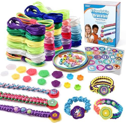 DDAI Friendship Bracelet Refill Pack for Kids 6+ – Bracelet Making Refill Supplies with Extra Cords, Charms & Stickers, DIY Arts and Craft Accessories by DDAI