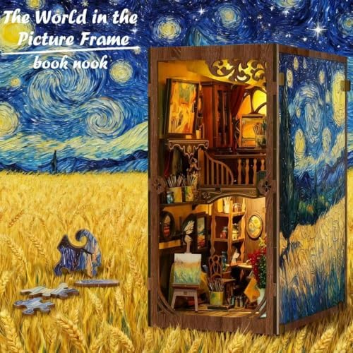 Book Nook Kit - DIY Miniature House Kit 3D Wooden Doll House DIY Book Nook Kits for Adults Creative Gift for Teens and Friends - Image 2