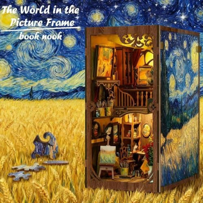 Book Nook Kit - DIY Miniature House Kit 3D Wooden Doll House DIY Book Nook Kits for Adults Creative Gift for Teens and Friends - Image 2