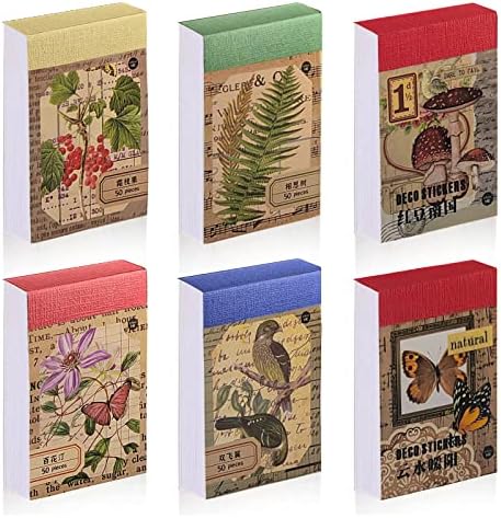 PRSTINCOL 300 Pcs Scrapbook Washi Stickers,Vintage Flower Butterfly Botanical Sticker Book for Junk Journal,Decorative Paper Stickers for Bullet Journal, Album, Collage, Planner, Gift Wrapping by PRSTINCOL