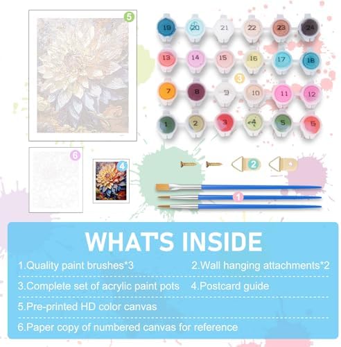 Paint by Numbers Kit for Adults, Flowers DIY Acrylic Canvas Painting Set - Image 5