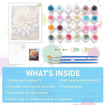 Paint by Numbers Kit for Adults, Flowers DIY Acrylic Canvas Painting Set - Image 5