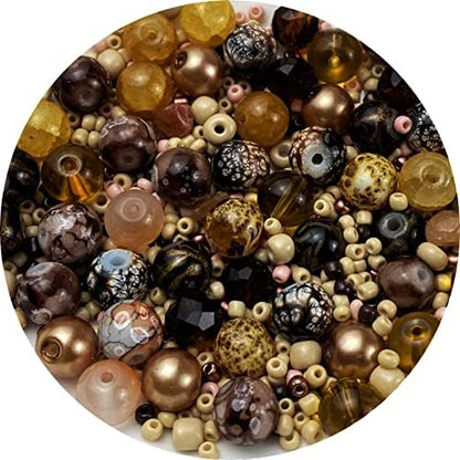 Assorted Glass Resin Beads Multi Size Colors Smooth Cracked Gravel Millet Spacer Beads for Bracelets Necklace Earring DIY Jewelry Making Craft(Light Brown Series) by ChooseBeadsChooseHonkoolly