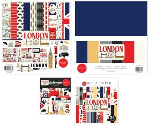 Carta Bella London Classic Bundle Art Craft Kit with Collection Kit, Solids Kit, Ephemera Pack, and 6x6 Paper Pad by Unknown