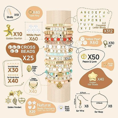 Pizooro Clay Beads 3 Boxes Bracelet Making Kit, 10500pcs Beads for Jewelry Making, Round Letter Beads with Charm and Elastic Strings, Friendship Bracelets Holiday Gifts for Girls Adults - Image 4
