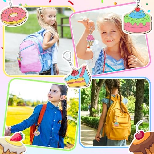 Trnayi 36 Pcs Dessert Unfinished Wood Keychain Color Your Own DIY Craft - Image 6