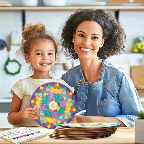 12 Pcs Wooden Mandala Painting Set, Painting Art Craft Kits for Kids Adults - Image 4