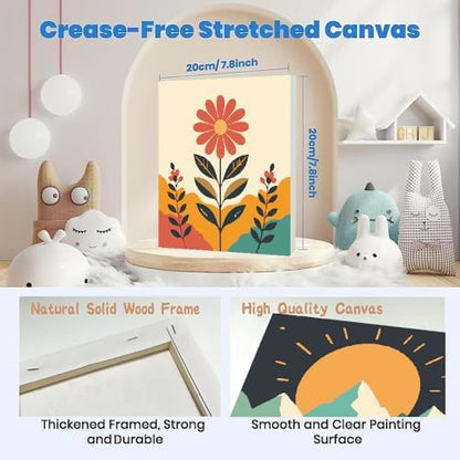 4 Pack Framed Paint by Numbers Kit for Kids & Adults Beginners, Easy Sunset Landscape Paint by Numbers Kits with Canvas Paints Brushes, Acrylic Oil Painting Arts and Crafts for Wall Decor 8 x 8 Inch - Image 6