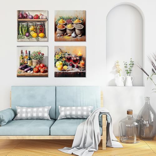 GHHKUD 4 Pack Ingredients Paint by Numbers Kits for Adults with Frame, DIY Peinture a Numero Adultes Enfant Food Life, Framed Painting by Numbers on Canvas Gifts for Home Decor 20x20cm - Image 3