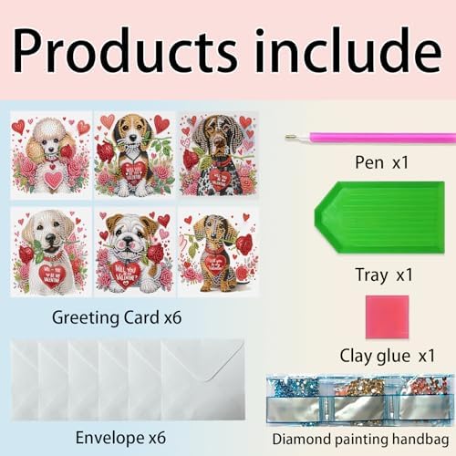 MaiYiYi 6 Packs DIY Rose Dog Diamond Painting Cards Kit - Image 6