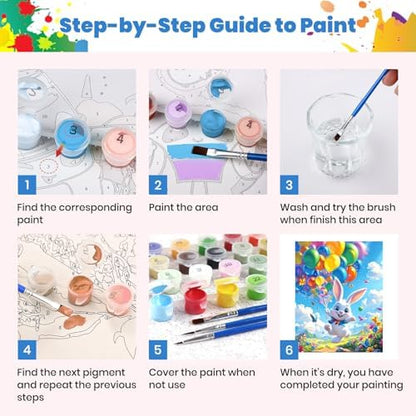 Bunny's Big Balloon Paint by Numbers Kits for Adults, Paint by Number Beginner, Happy Easter Bunny, Canvas Painting by Numbers for Adults, Easy DIY Oil Painting Kits for Gifts Home Decor 16x20 Inch - Image 7