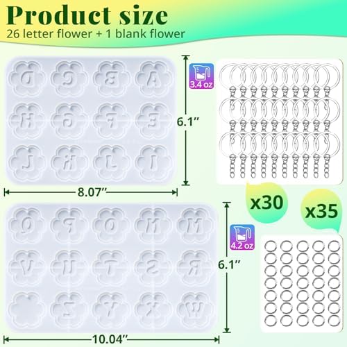 LET'S RESIN Keychain Resin Molds, 27 Cavities Silicone Molds with Hole - Image 4