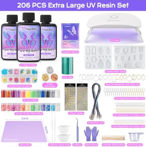 HeyClear 300g UV Resin Molds Kit with Light for Jewelry Making, Keychains - Image 2