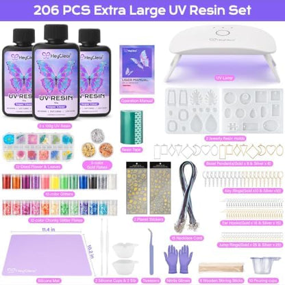 HeyClear 300g UV Resin Molds Kit with Light for Jewelry Making, Keychains - Image 2
