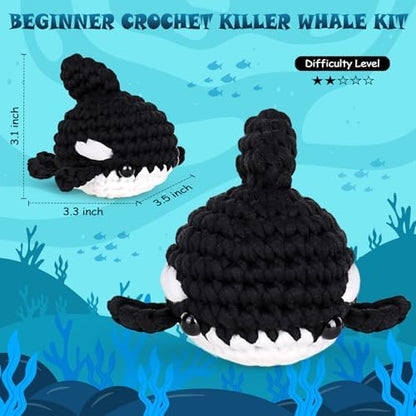 Crochetta Crochet Kit for Beginners, Crochet Starter Kit w Step-by-Step Video Tutorials, Beginner Crochet Kit for Adults Kids Women Men Complete Kit Included (Killer Whale) - Image 2