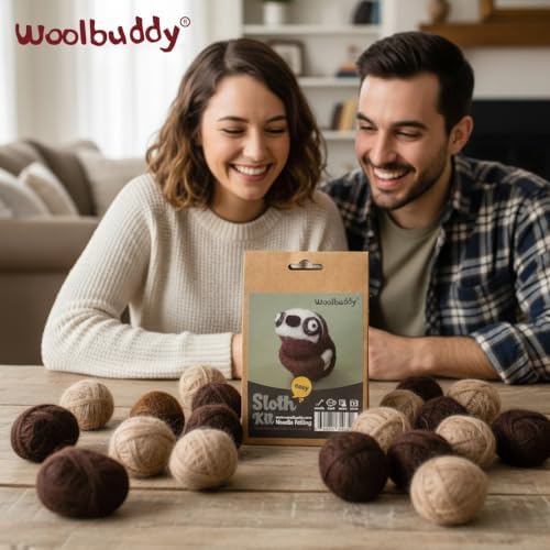 Woolbuddy Needle Felting Starter Kit (Sloth) for Adults with Tool & Guide - Image 3