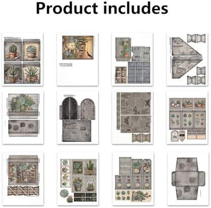 XINPOCUT Apothecary Ephemera Folio Junk Journal Kit,Folio Booklet Craft Kit, Junk Journal Kit, Scrapbooking Supplies, Journaling Decor, Mini Folio Writer Folder Project, Arts & Crafts Gifts - Image 6