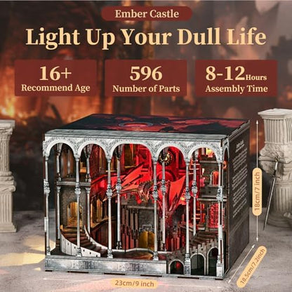 MiniCity Book Nook Kits for Adults - Book Nook Kit Bookshelf Decor DIY Miniature House Kit for Bookshelf - Craft Kits for Adults Booknook Model Kits Tiny House Arts and Crafts (Ember Castle) - Image 2