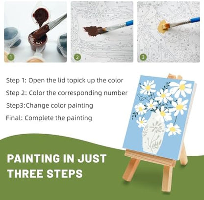 4 Pack Framed Paint by Numbers Kit for Adults Beginner with Wooden Easel, Flowers Vase Easy Adult Paint by Number Kits with Frame, DIY Acrylic Number Painting for Adults for Home Decor Gift 8x12 Inch - Image 5