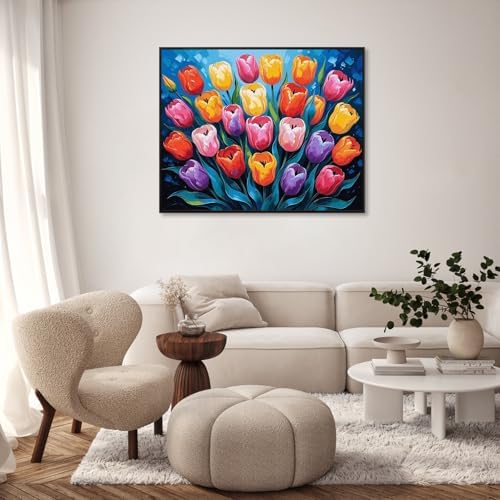 GEEHEIY Paint by Numbers Kit for Adults, Colorful Tulip Number Painting, 16 x 20 Inch - Image 2
